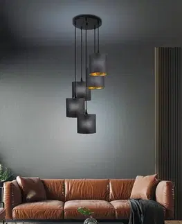 Závesná lampa, čierna, 5xE14, dlhá