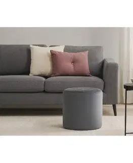 Taburet SOFT GRID Puf, sivý zamat