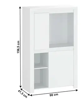 KONDELA Lindy 2D dvojdverový regál biely lesk