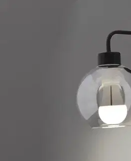 Čierna nástenná lampa 1xE27 25cm dymové tienidlo LADY