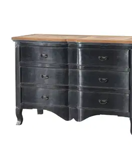 Dekoria Komoda Tulon 130 x 55 x 90 old black & natural, 130 x 55 x 90 cm