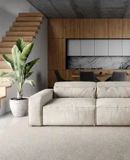 DELIFE Veľká pohovka Sirpio 230x95 cm manšester béžová s taburetom