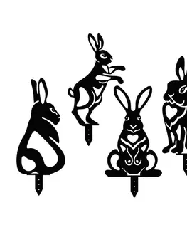 Súprava dekoratívnych kovových doplnkov do záhrady Rabbits