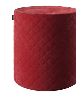 Dekoria Taburetka valec - prešívaná do kosoštvorcov, Rød, ø 40, výška 40 cm, Velvet, 704-15