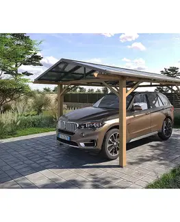 DEOKORK Kovový prístrešok na auto 5,2x3,2 m (efekt dreva)