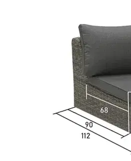 DEOKORK Ratanový rohový diel BORNEO LUXURY (sivá)