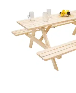 DEOKORK Masívny drevený pivný set z borovice 200 cm hrúbka 45 mm