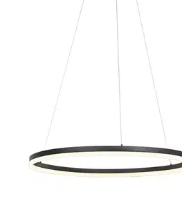 Dizajnové závesné svietidlo čierne 80 cm vrátane LED s 3-stupňovým stmievaním - Anello