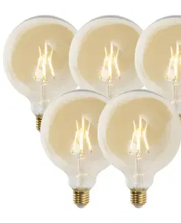 Sada 5 stmievateľných LED žiaroviek E27 G125 zlatá 5W 450lm 2200K