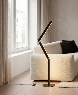 Dizajnová stojaca lampa čierna vrátane LED s 3-stupňovým stmievaním - Gate