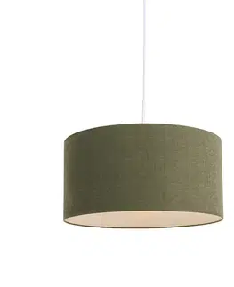 Závesné svietidlo biele so zeleným tienidlom 50 cm - Combi 1
