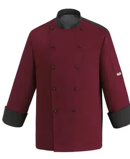 EGOCHEF Kuchársky rondon EGOchef bordový s lemovaním - dlhý rukáv S