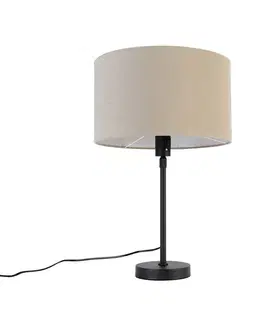 Stolná lampa čierna nastaviteľná s tienidlom svetlohnedá 35 cm - Parte