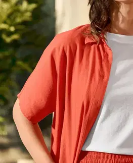 Ľanové šortky, oranžové