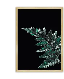 Dekoria Plagát Dark Leaf, 21 x  30 cm, Ramka: Złota