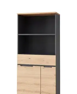 BURGON 02 kancelárska skriňa, dub Artisan / grafit