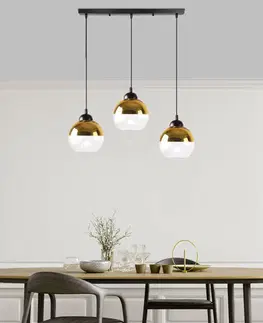 Závesná lampa Contessa čierna 3x40 E27 zlaté tienidlo