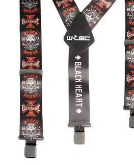 W-TEC Black Heart Suspenders Cross Skull