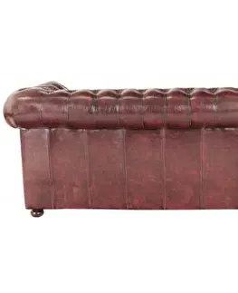 Pohovka dvojmiestna Chesterfield Manchester z pravej hovädzej kože New Red