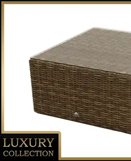 DEOKORK Ratanové stolík/taburet 73 x 73 cm BORNEO LUXURY (hnedá)