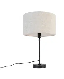 Stolná lampa čierna nastaviteľná so svetlosivým tienidlom 35 cm - Parte