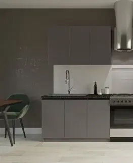 SiLVER jednoduchá kuchynská linka 200 cm, sivá