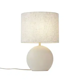 Japandi stolná lampa béžová s ľanovým tienidlom - Timo