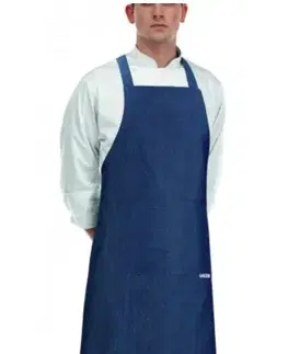 EGOCHEF Kuchárska zástera EGOchef ku krku s vreckom - Jeans 85x90 cm