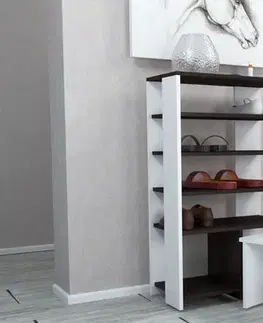 BRANKO policový regál na topánky, wenge/biela
