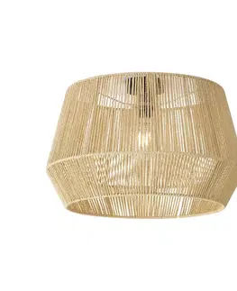 Stropná lampa čierna s béžovým lanovým tienidlom 50/50/30 - Cyl