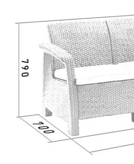 DEOKORK Záhradná ratanová pohovka 2-miestna CORFU LOVE SEAT (hnedá)