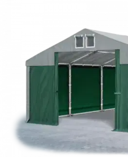 Skladový stan 5x10x2,5m strecha PVC 560g/m2 boky PVC 500g/m2 konštrukcie ZIMA PLUS Šedá Zelená Šedá
