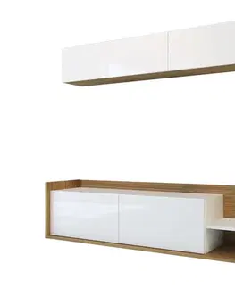 TV skrinka / Obývacia stena Kale - Teak, White