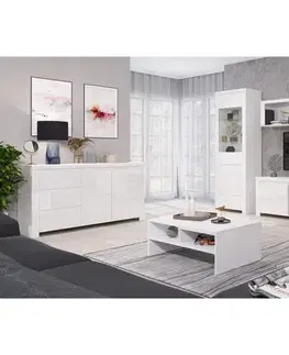 KONDELA Lindy 160 polica biely lesk