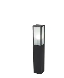 Inteligentná vonkajšia stojaca lampa čierna s rebrovaným sklom 80 cm vrátane WiFi A60 - Charlois
