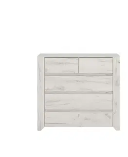 KONDELA Angel Typ 43 5S zásuvková komoda biela / craft