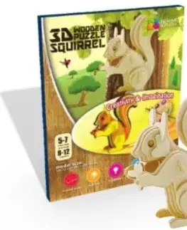 Drevené 3D Puzzle Veverička