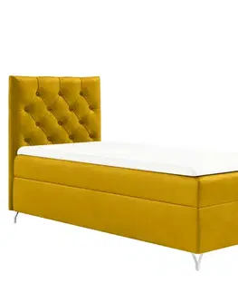 KONDELA Guliette 90 boxspringová posteľ žltá (Velvet)