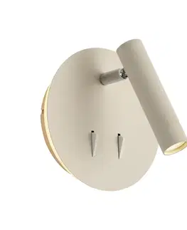 Moderná nástenná lampa béžová vrátane LED s USB-C - Croft