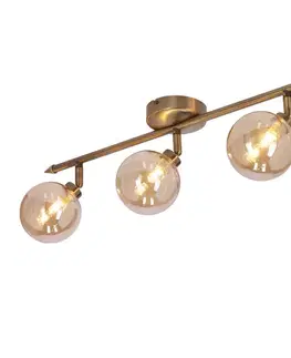 Stropná lampa Rodia s patinovaným pásikom 3x40W g9 jantárové tienidlo