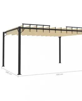 Pergola s lamelovou strechou 3 x 4 m hliník / látka Dekorhome