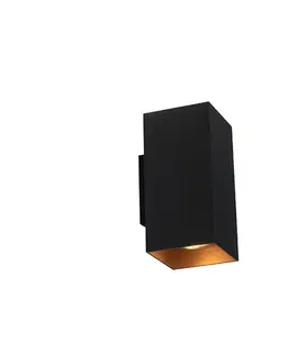 Inteligentná nástenná lampa čierna so zlatým štvorcom vrátane 2 Wifi GU10 - Sab