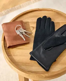 Kožené rukavice zo zmesi materiálov