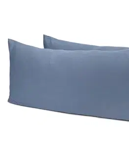 Obliečky na vankúš z biber bavlny, 2 ks, modré, cca 80 x 40 cm