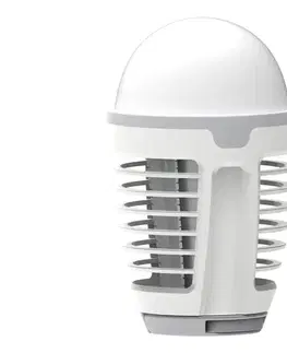  LED Prenosná nabíhacia lampa s lapačom hmyzu LED/5W/1800 mAh IPX4 biela/šedá PMKL70