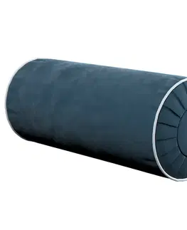 Dekoria Vankúš na kolieskach s výstupkami s lemovaním, Petroliumsblå, Velvet, 704-16