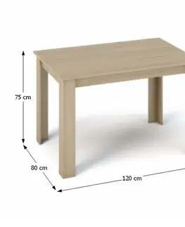 KONDELA Kraz jedálenský stôl 120x80 cm dub sonoma