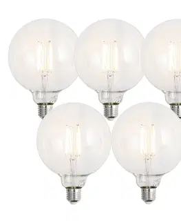 Sada 5 ks Inteligentné stmievateľné LED žiarovky E27 G125 číre 7W 806lm 2700-6500K