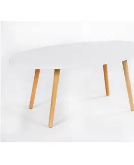 KONDELA Bazzy 1 oválny konferenčný stolík biela / prírodná