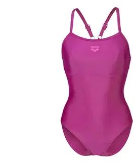 Dámske jednodielne plavky arena Feel Solid Lightdrop Back s vystuženými košíčkami, PURPUROVÉ